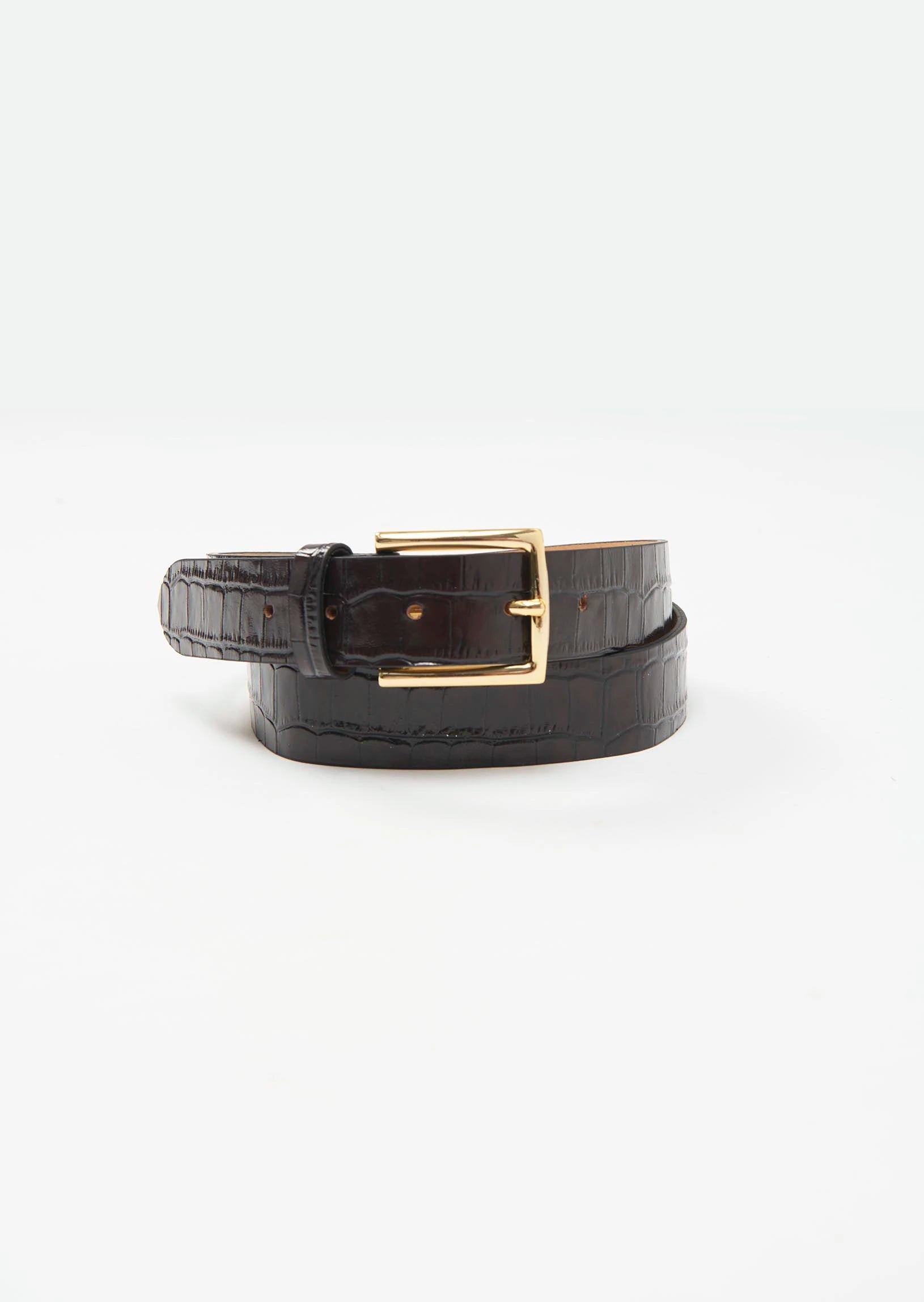 Lea belt in midnight blue crocodile-embossed leather Tara Jarmon