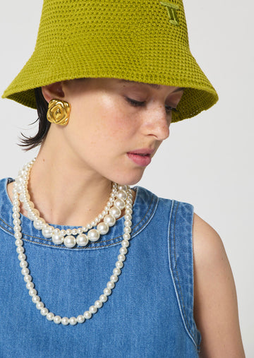 Chris bucket hat in green crochet Tara Jarmon