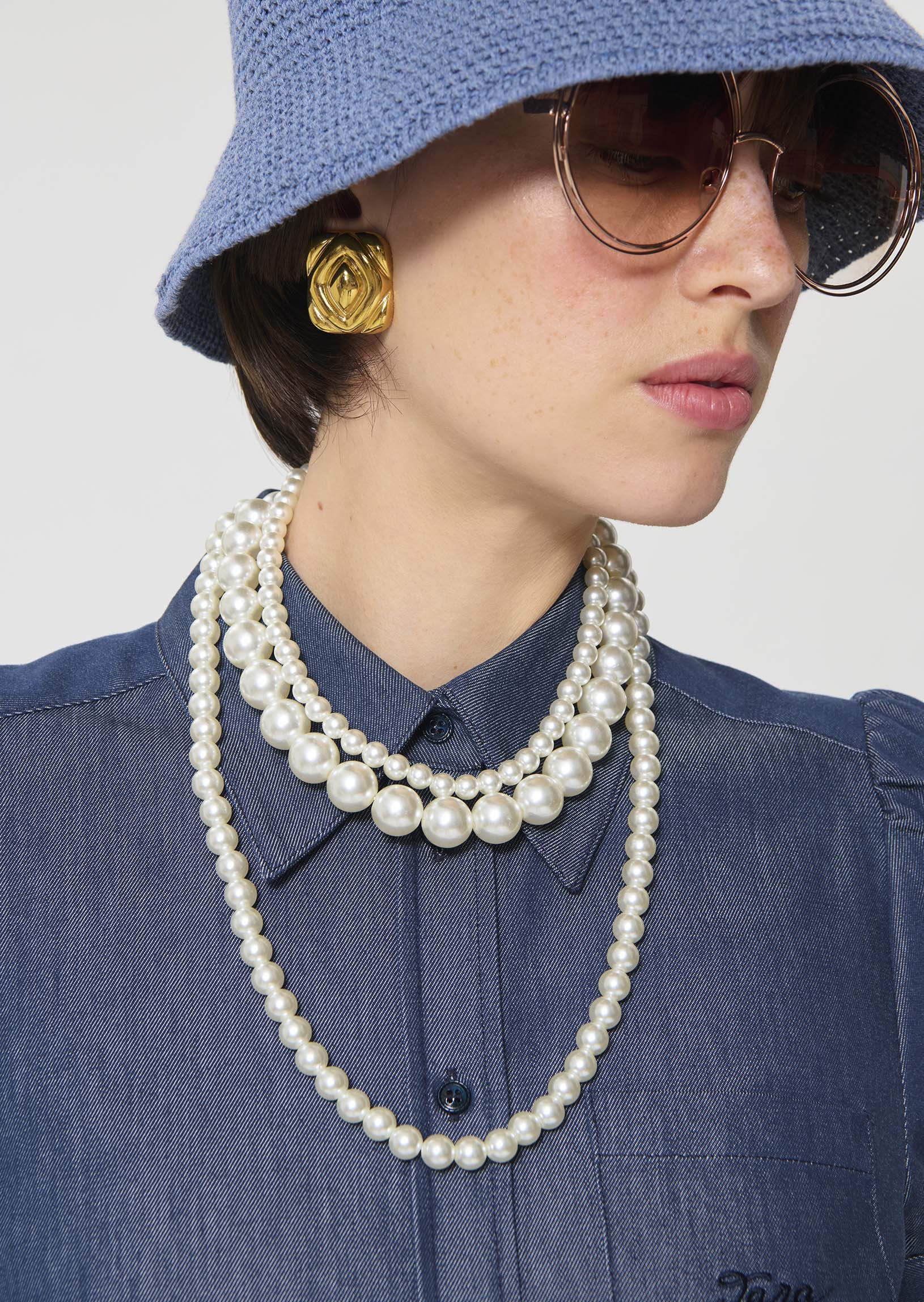 Chris bucket hat in blue crochet Tara Jarmon