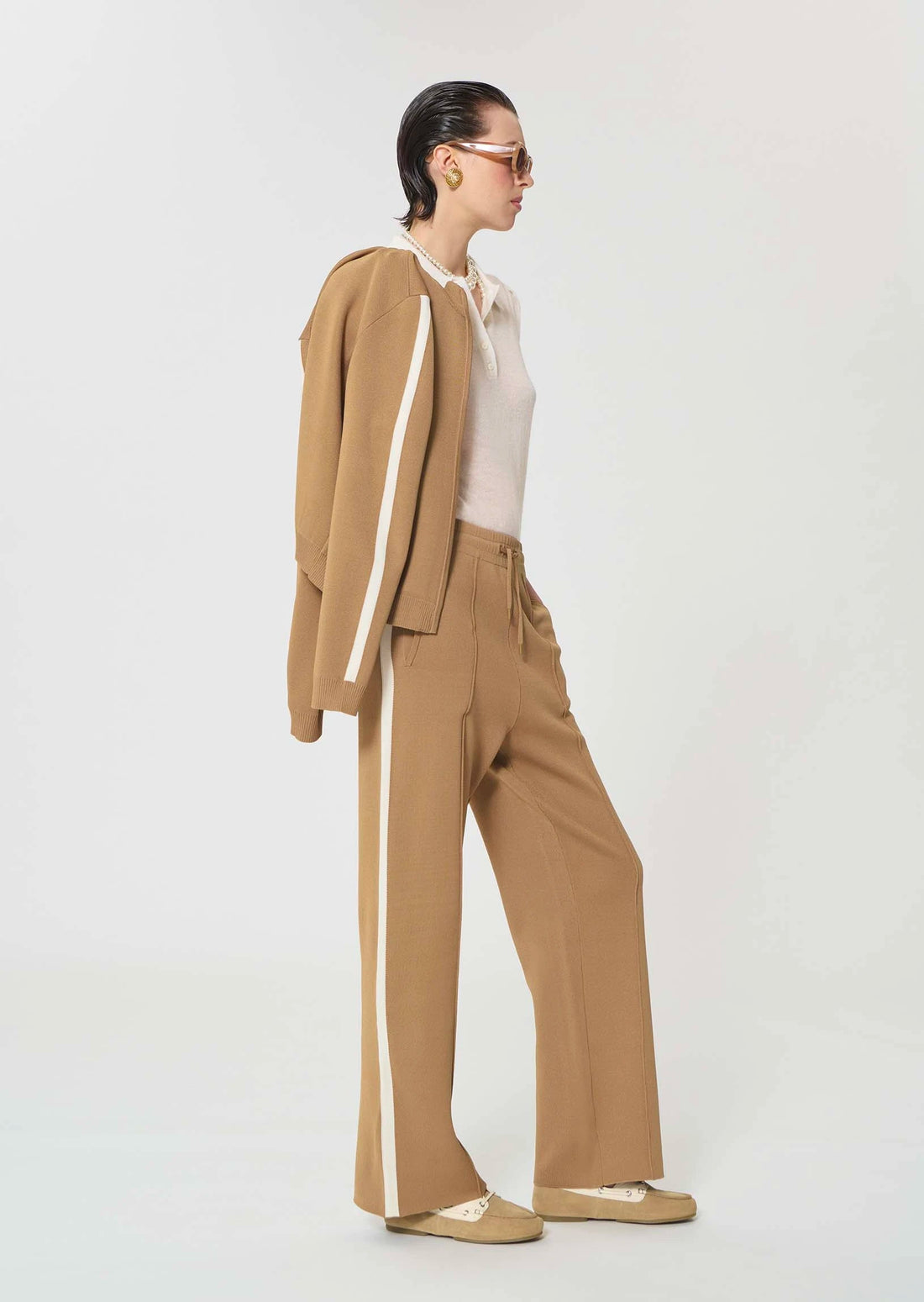 Parker trousers in beige technical mesh Tara Jarmon