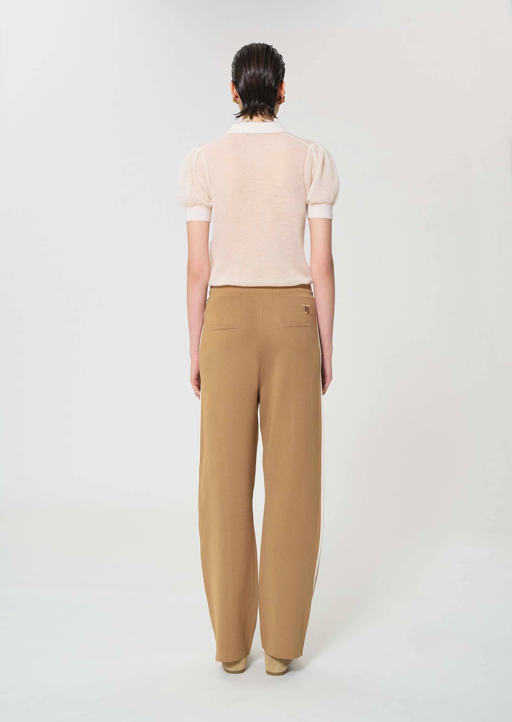 Parker trousers in beige technical mesh Tara Jarmon