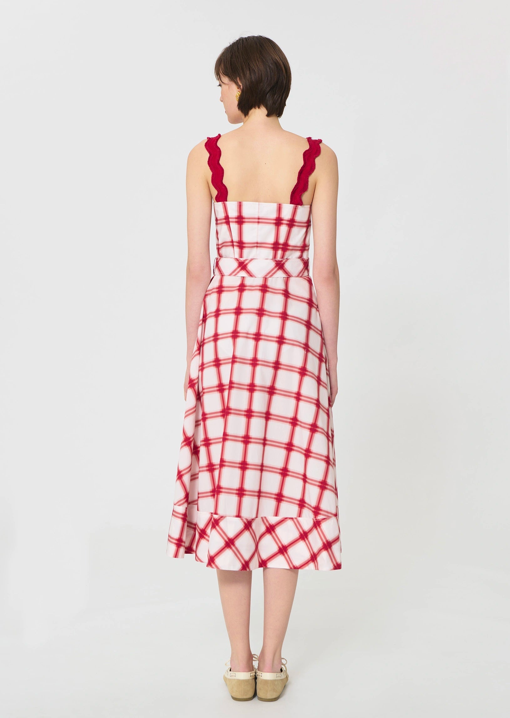 Raquelina dress in red checkered cotton Tara Jarmon