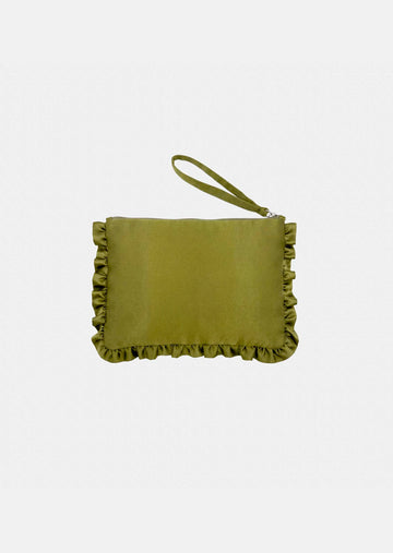 Sabrina clutch green duchess satin
