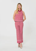 Tiffany top in red checkered pattern linen Tara Jarmon