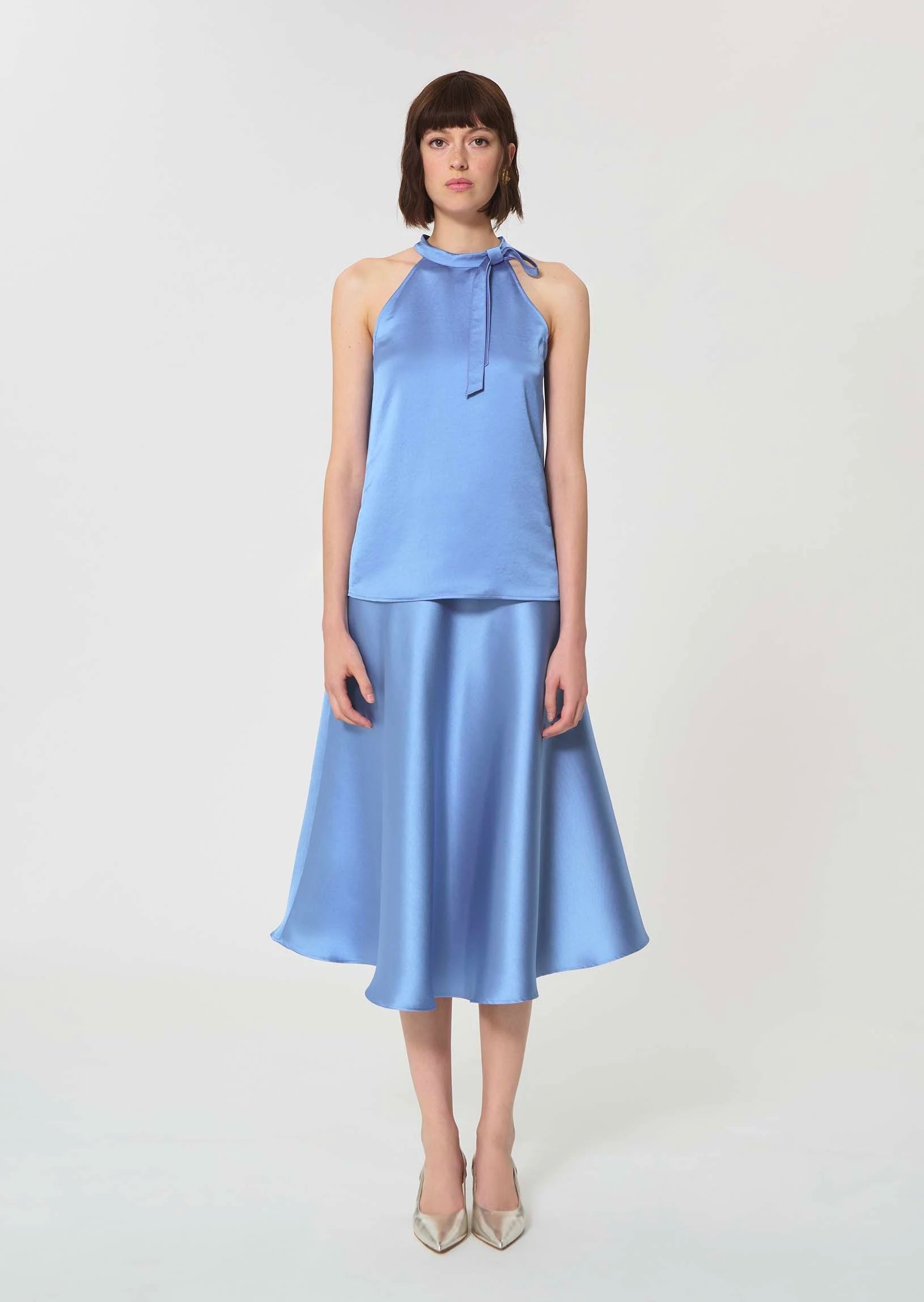Top Tierri blue satin Tara Jarmon