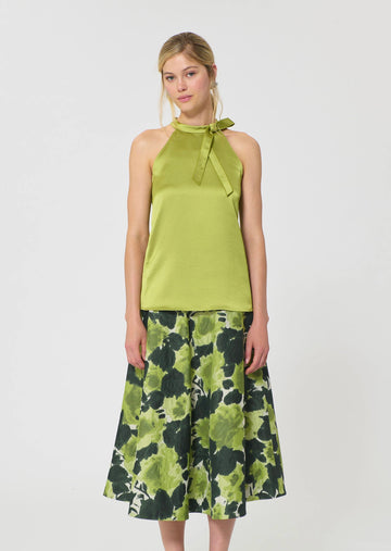 Top Tierri green satin Tara Jarmon