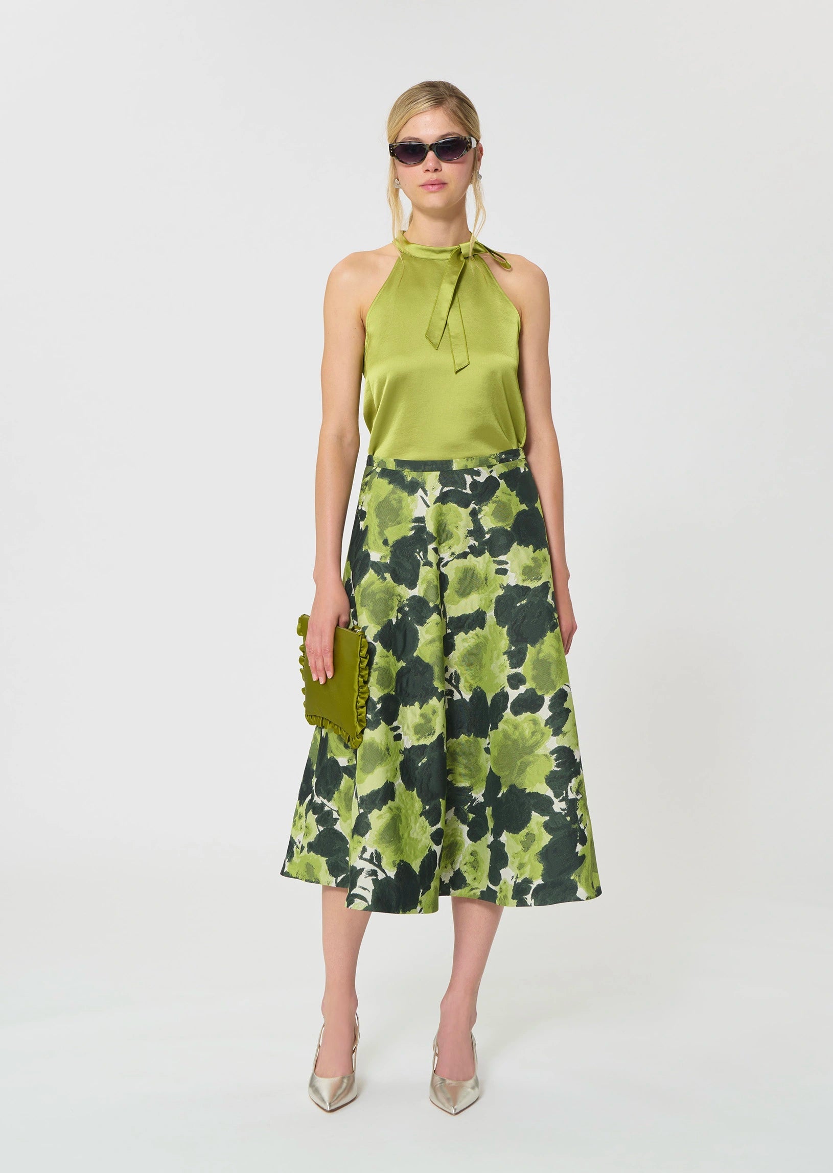 Top Tierri green satin Tara Jarmon