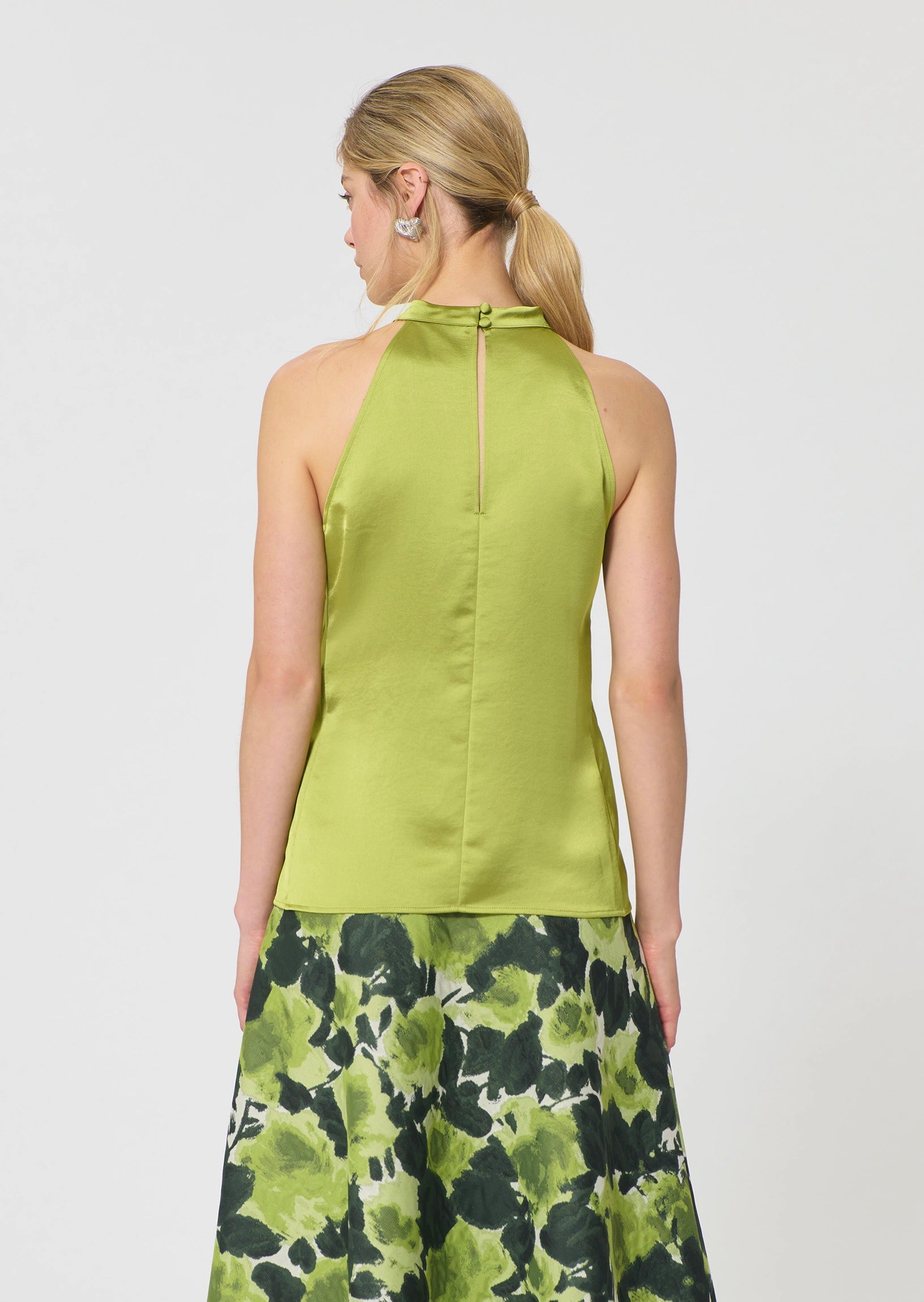 Top Tierri green satin Tara Jarmon