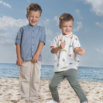 Two children wearing kids clothes