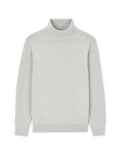 Grey turtleneck jumper.