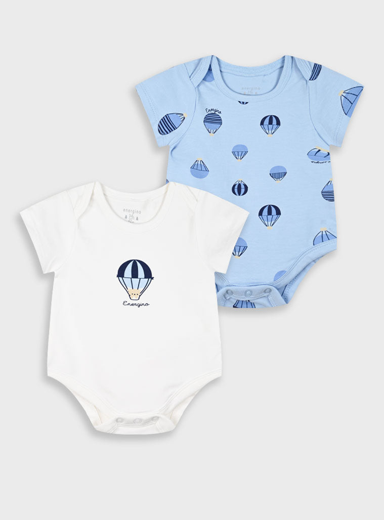 Blue Set Of 2 Bodysuits For Baby Boys Energiers