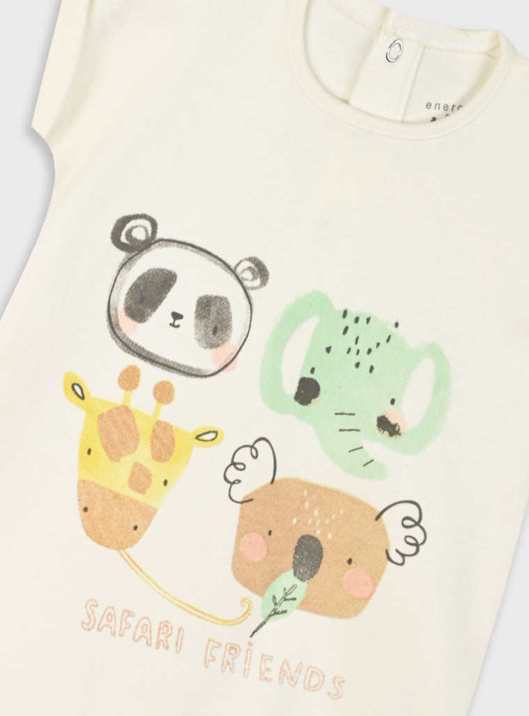 Cream 2 PCS INFANT'S SET OF ROMPERS