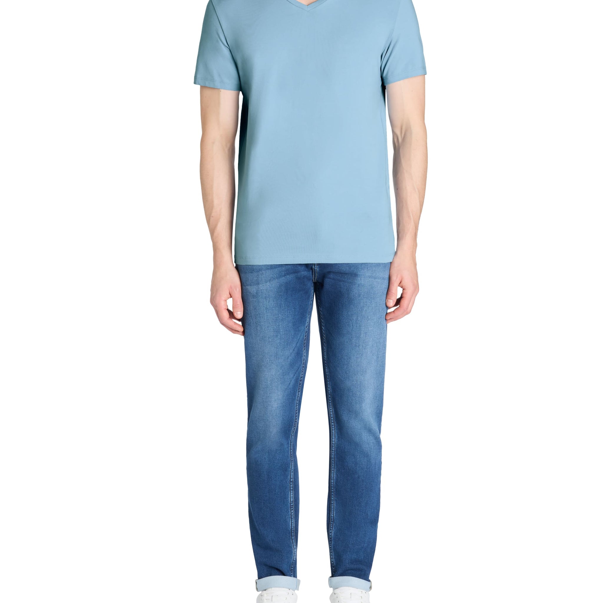 Neuniv Dusky Blue Short Sleeves Tshirt Celio