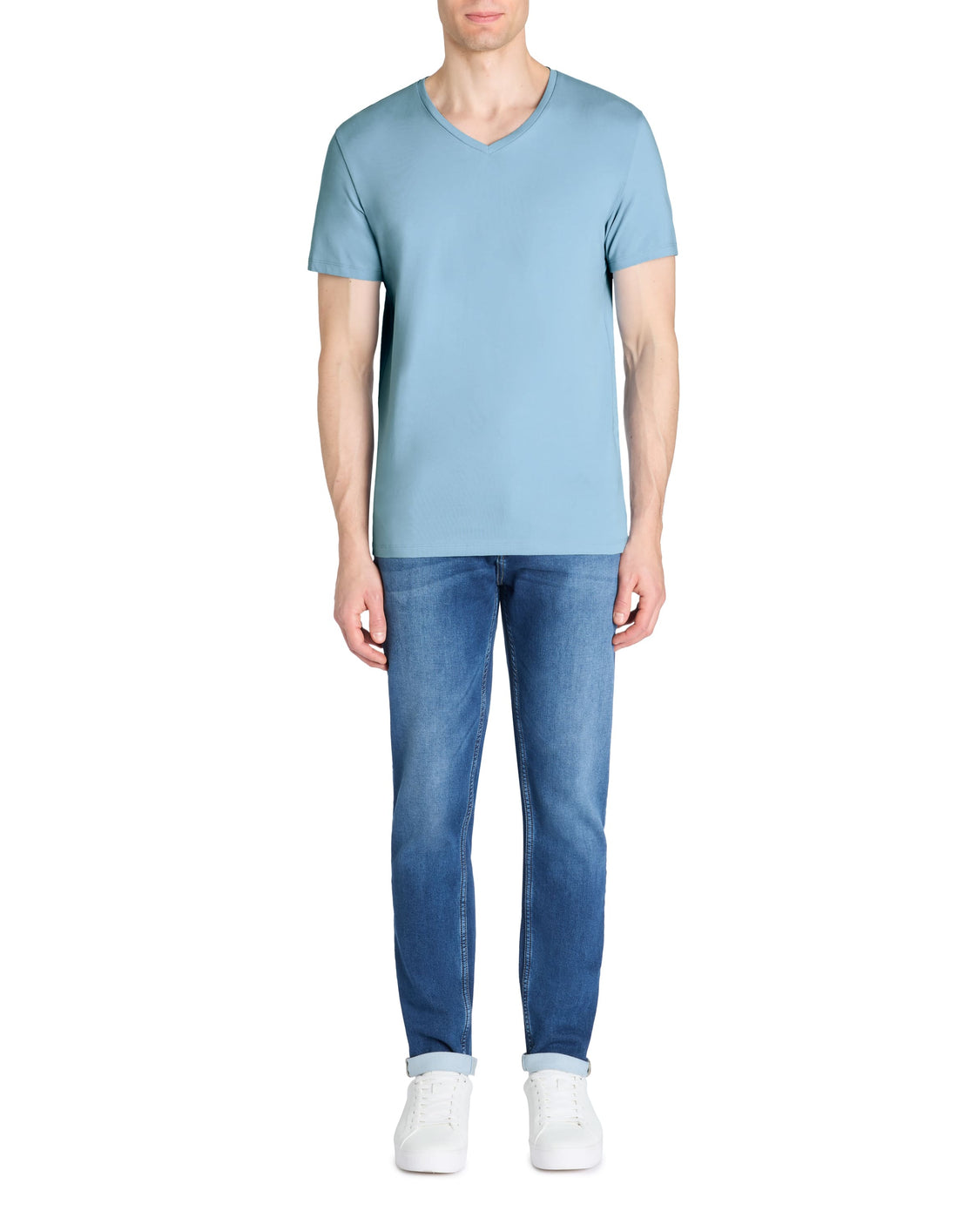 Neuniv Dusky Blue Short Sleeves Tshirt Celio