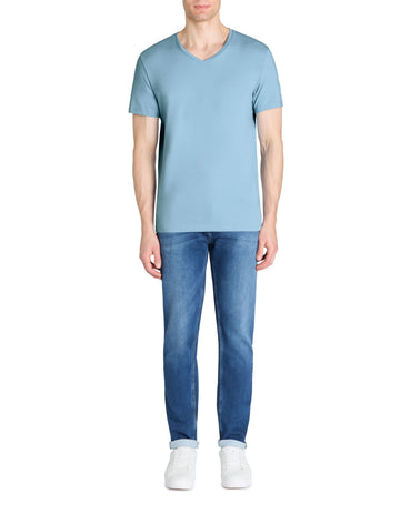 Neuniv Dusky Blue Short Sleeves Tshirt Celio