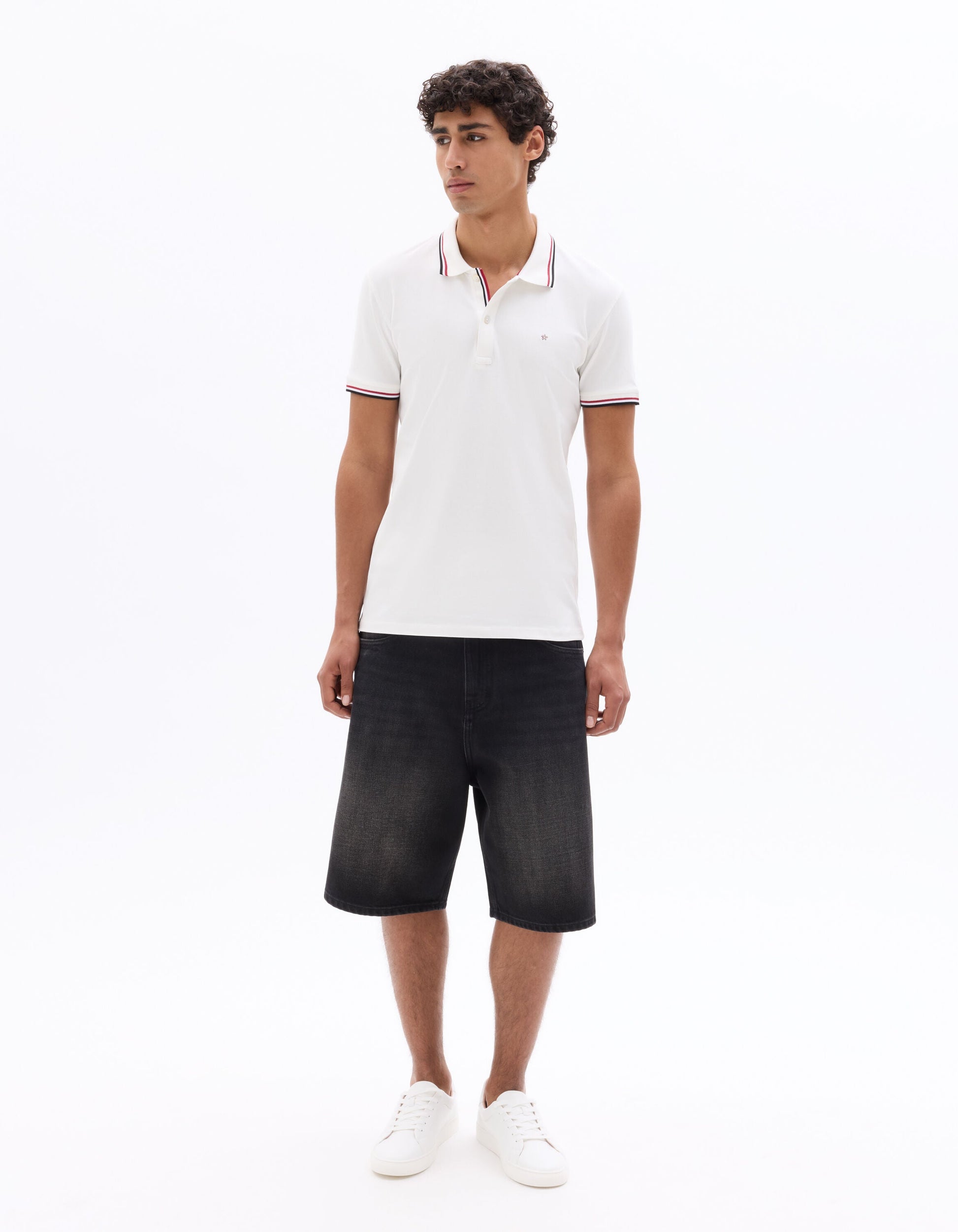 Slim fit pique polo shirt in stretch cotton Celio