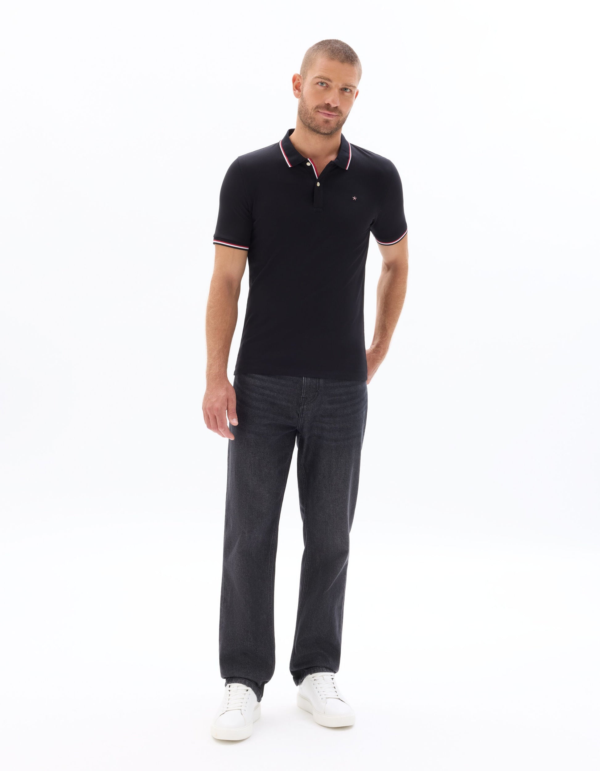 Slim fit stretch cotton pique polo shirt Celio