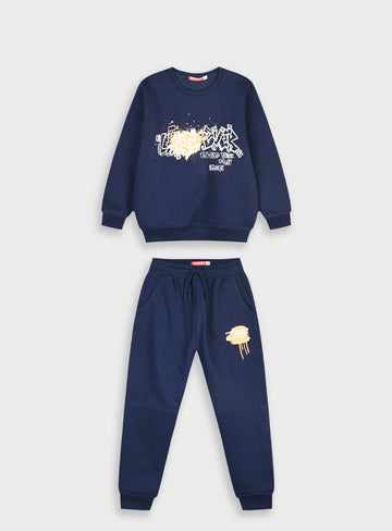 Children's Fleece 2 Piece Tracksuit With Print For Boys Energiers