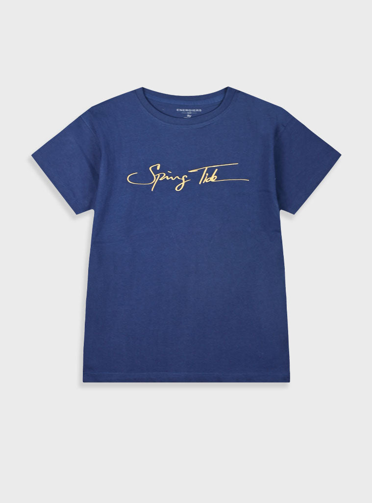 Navy T-Shirt With Embroidery For Boys Energiers