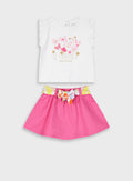 Red Set T-Shirt With Skirt For Baby Girls Energiers