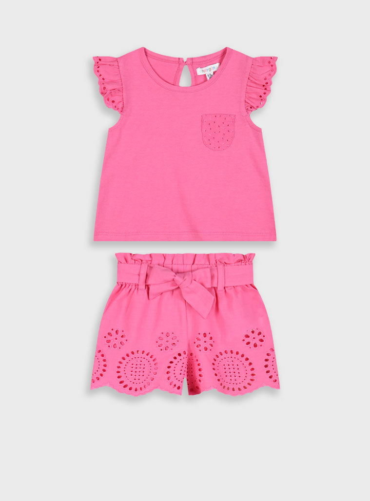 Red Set Shirt And Shorts For Babby Girls Energiers