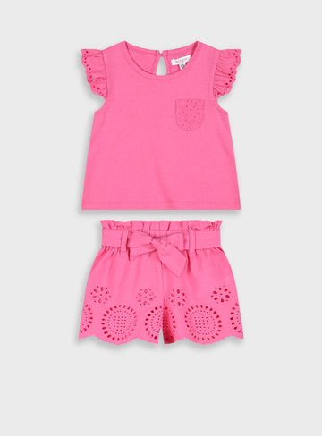 Red Set Shirt And Shorts For Babby Girls Energiers