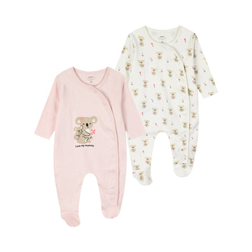 Pink Set Of 2 Rompers For Baby Girls Energiers