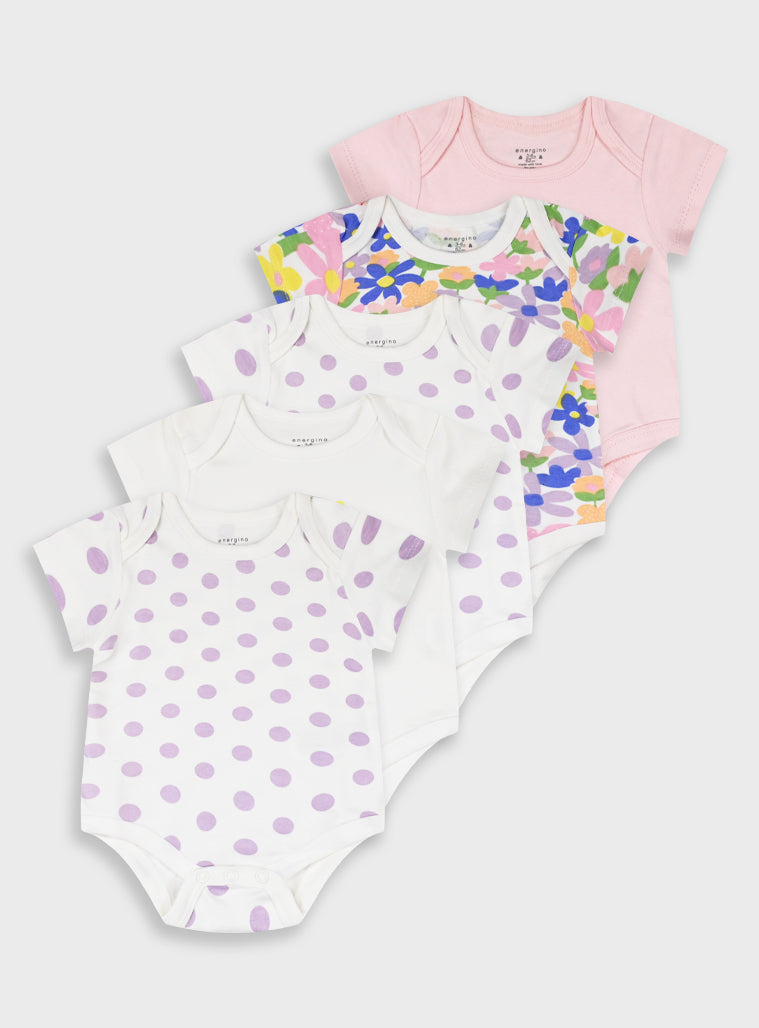 5 Pcs Infant Set Of Rompers for Girls Energiers