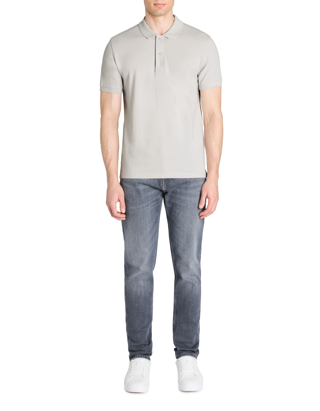 Teone Light Grey Short Sleeves Polo Celio
