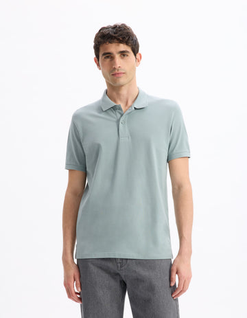 Teone Vert De Gris Short Sleeves Polo Celio