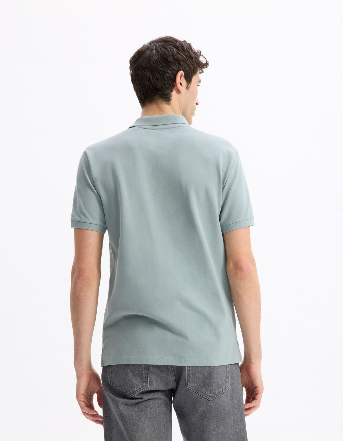 Teone Vert De Gris Short Sleeves Polo Celio