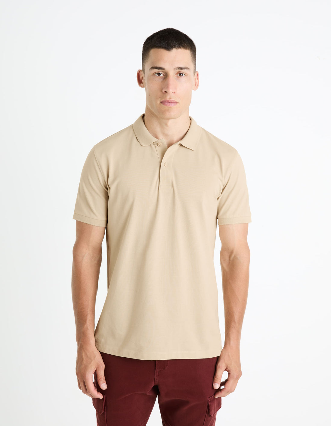 Teone Beige Short Sleeves Polo Celio