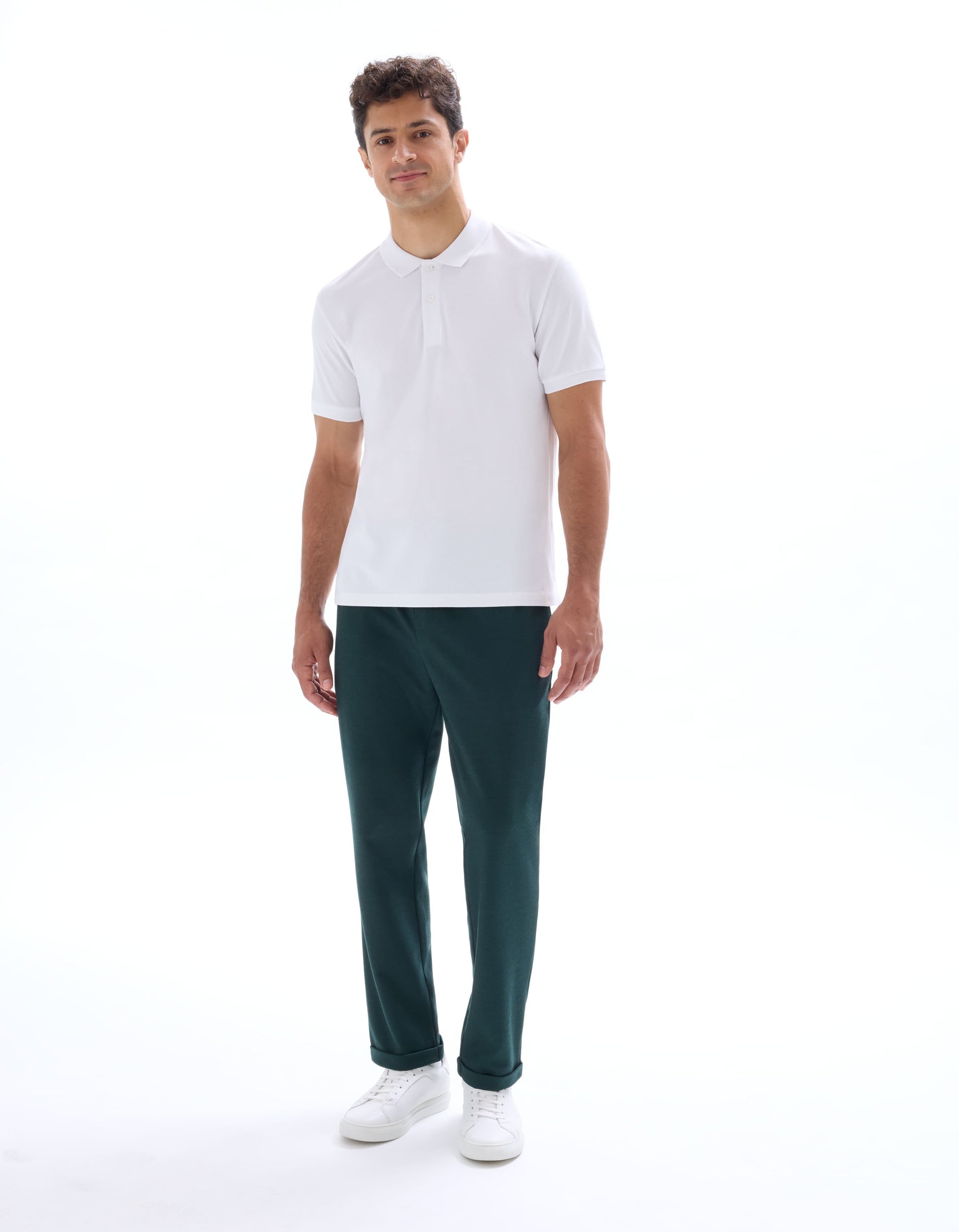 Teone Optical White Short Sleeves Polo Celio