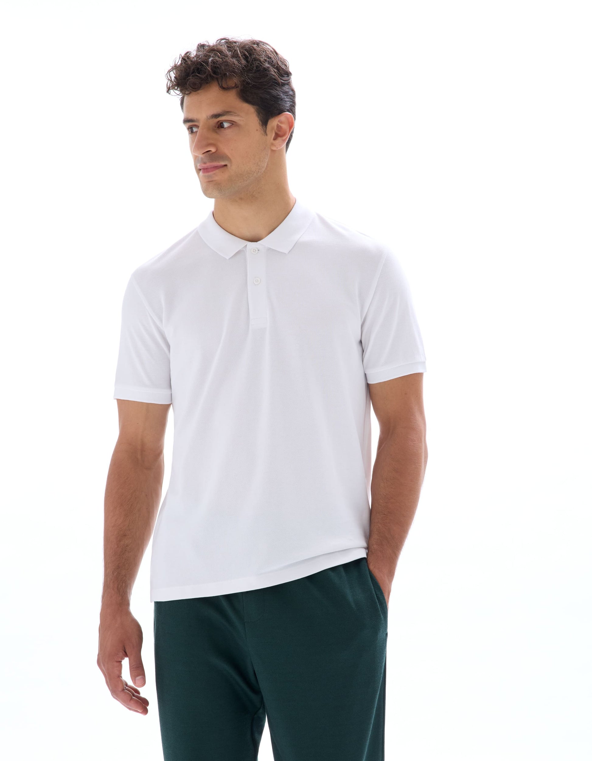 Teone Optical White Short Sleeves Polo Celio