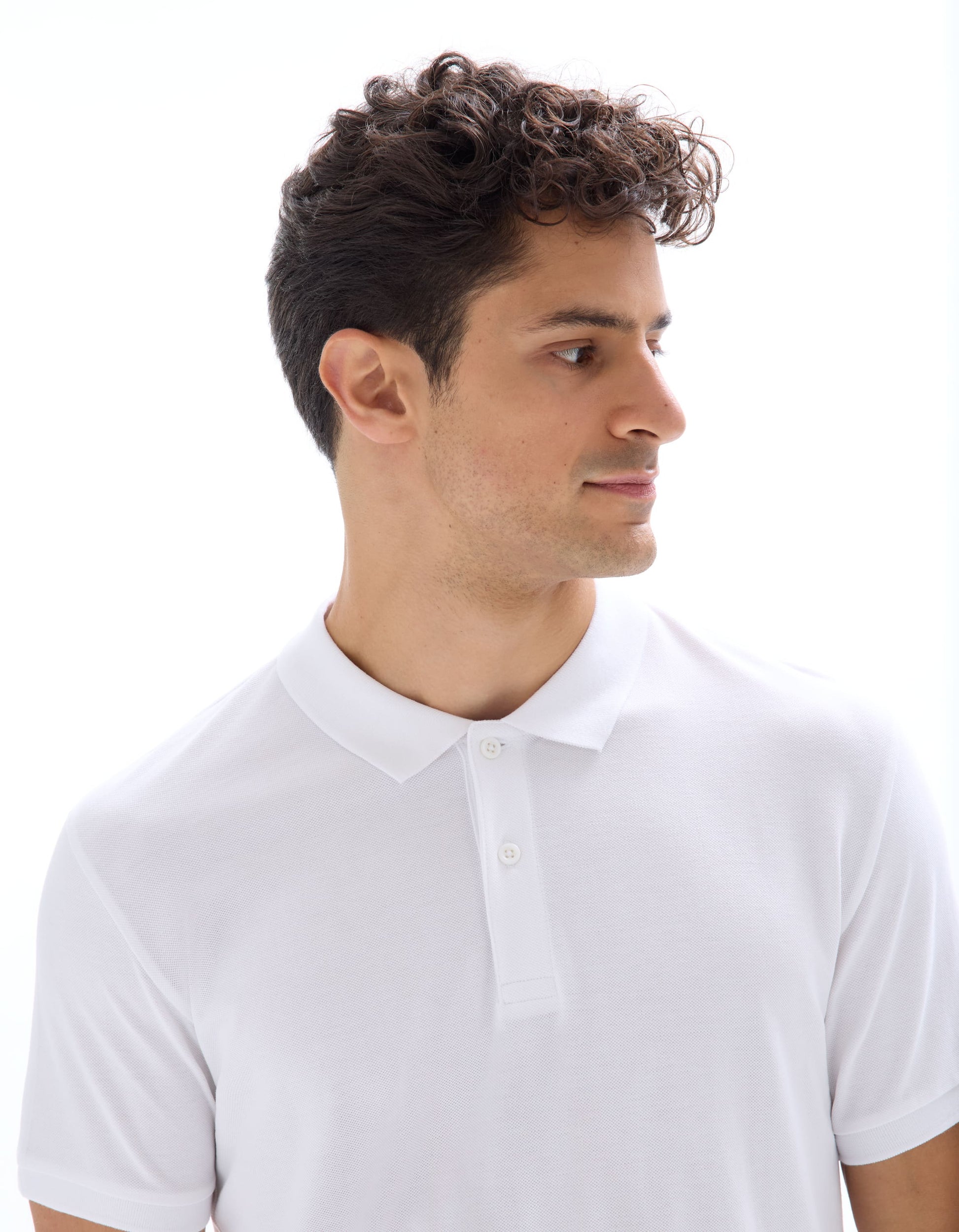 Teone Optical White Short Sleeves Polo Celio