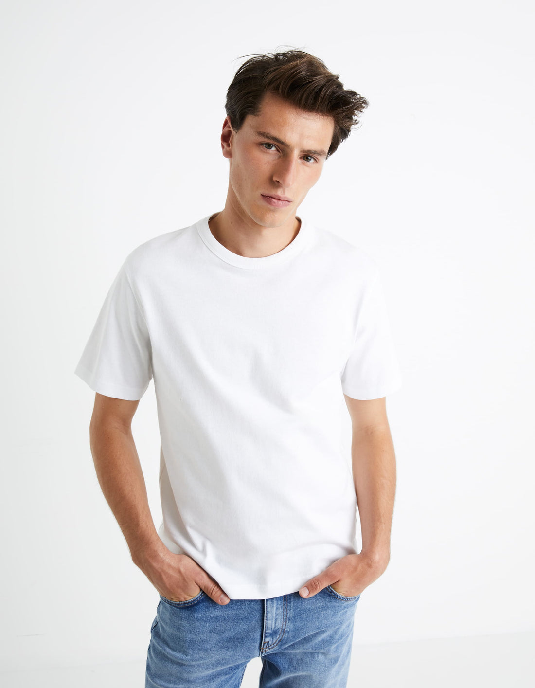 Tebox Optical White Short Sleeves Tshirt Celio
