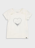 Off White T-Shirt With Sequins For Girls Energiers