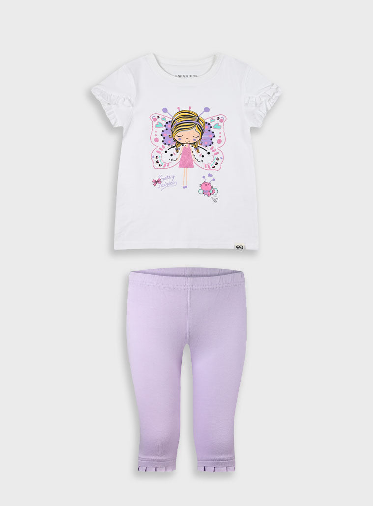 Lilac Set With Print For Girls Energiers