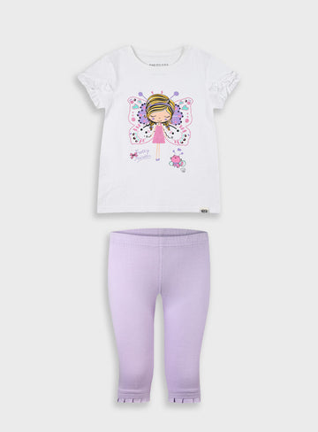 Lilac Set With Print For Girls Energiers