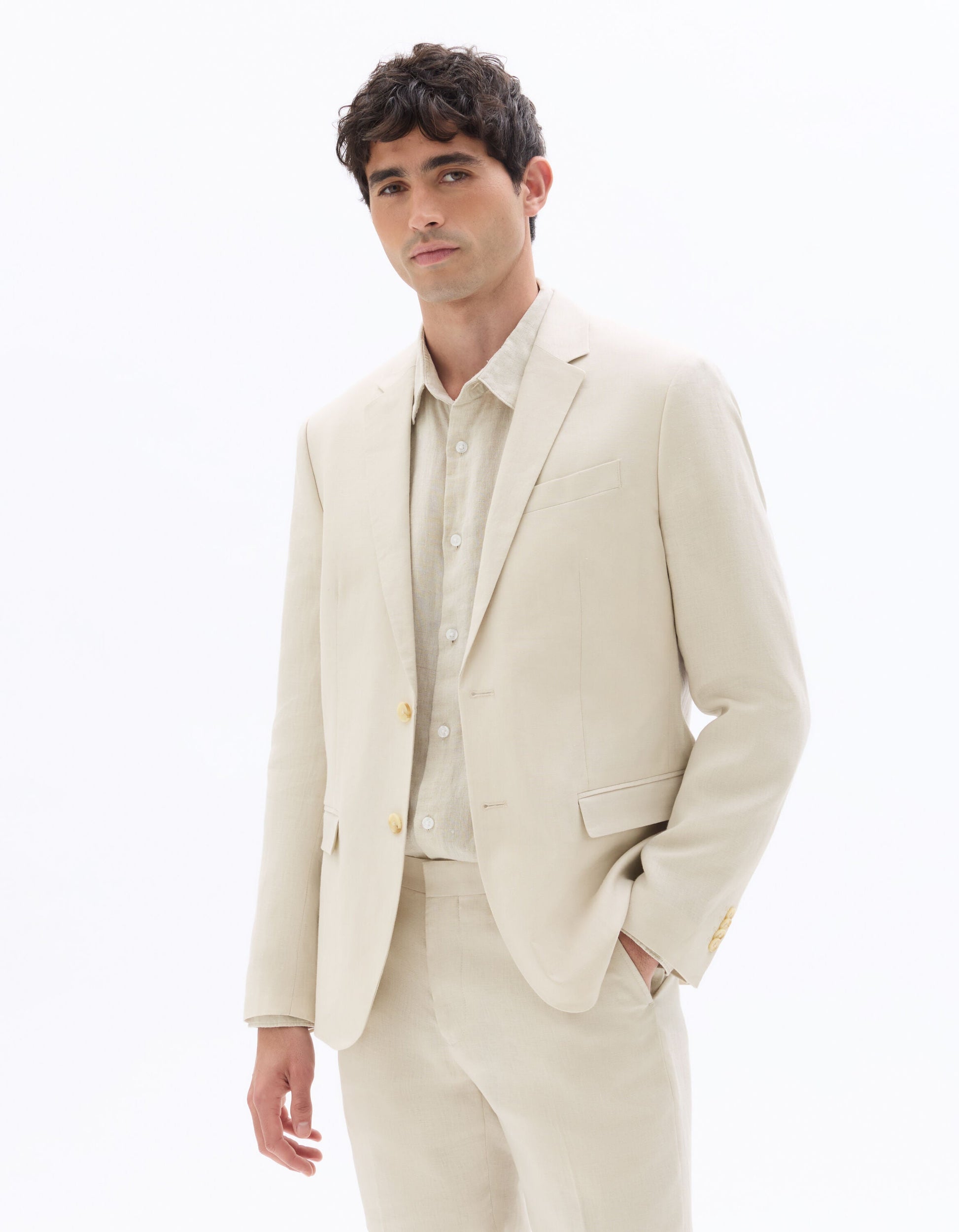 Slim fit suit jacket 100% linen Celio