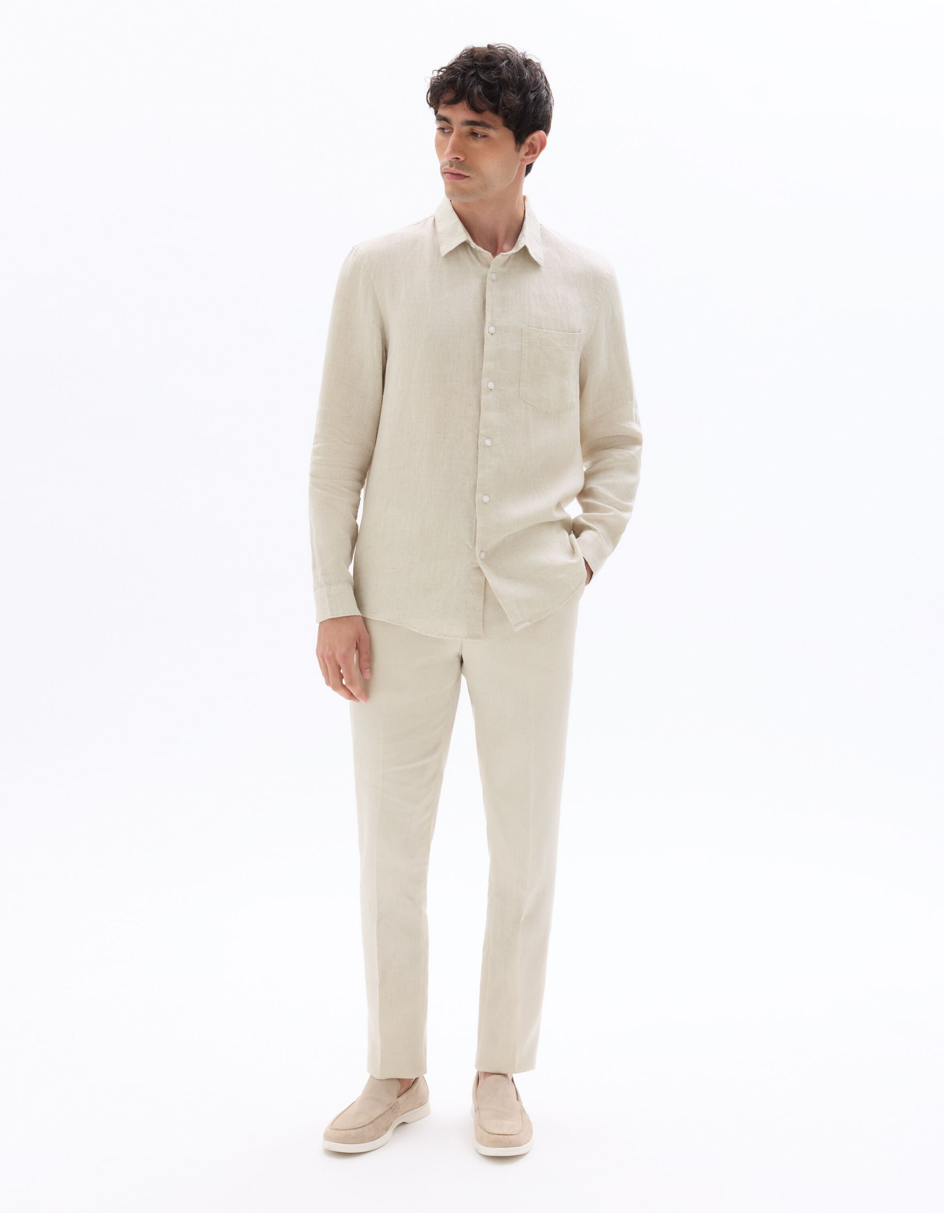Slim fit suit trousers 100% linen Celio