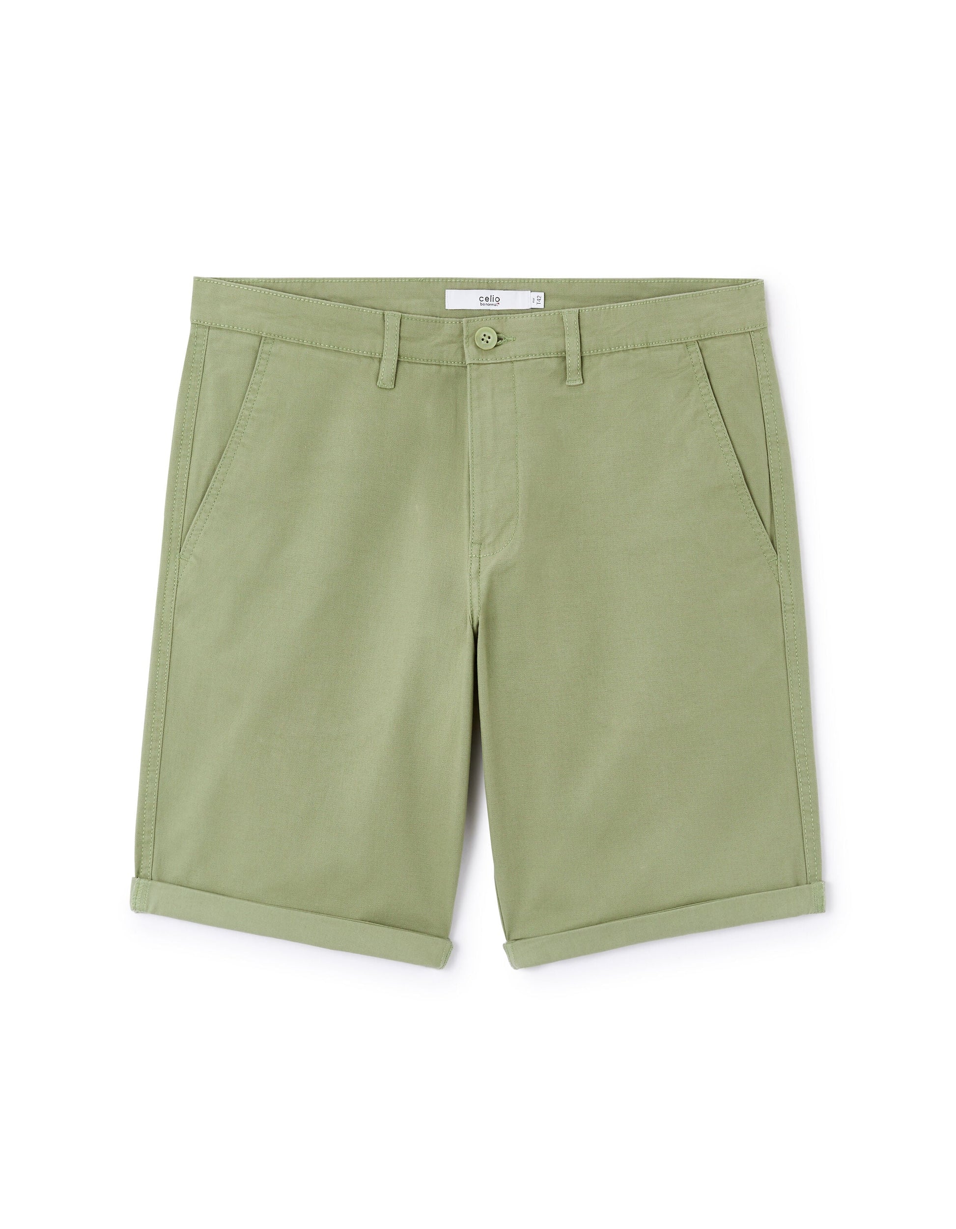 Stretch Cotton Chino Bermuda Shorts Celio