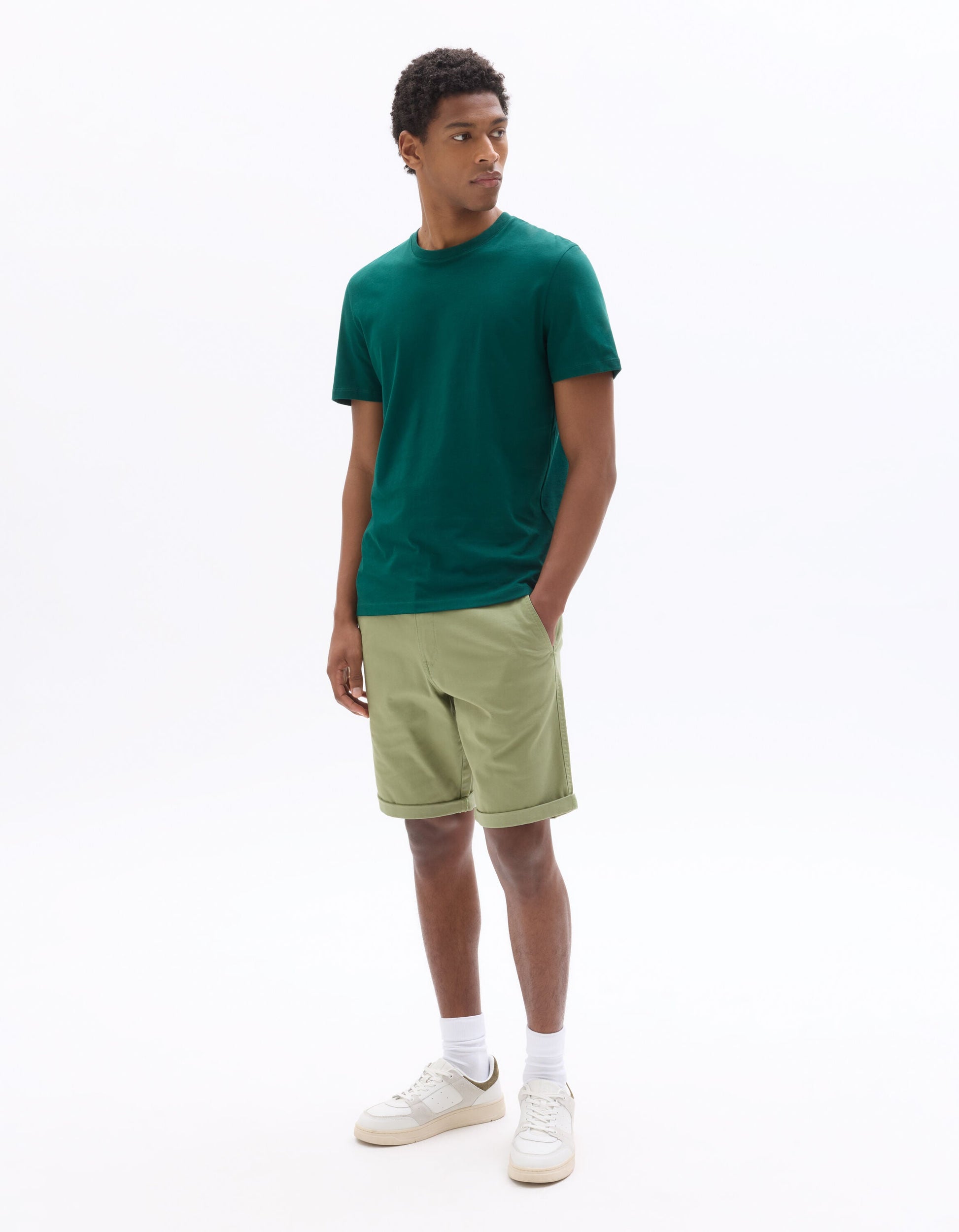 Stretch Cotton Chino Bermuda Shorts Celio