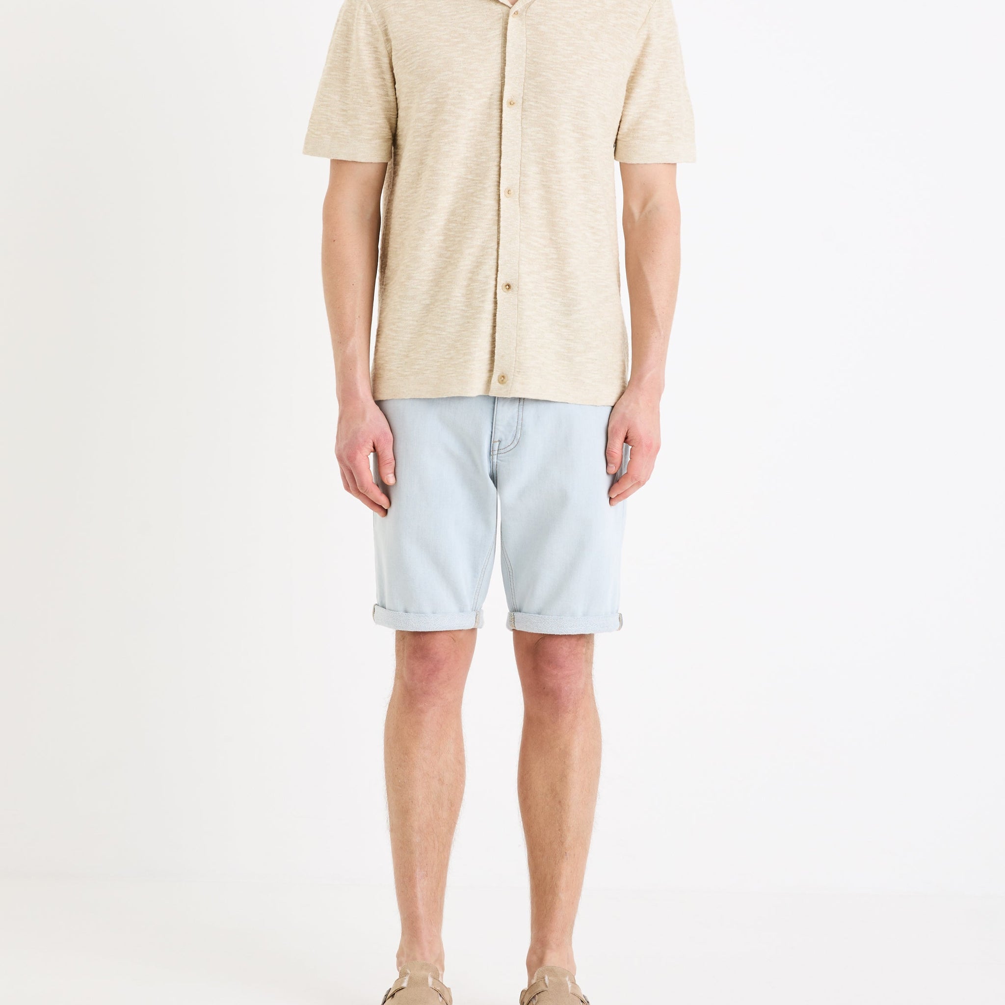 bermuda 5 poches denim effet maille