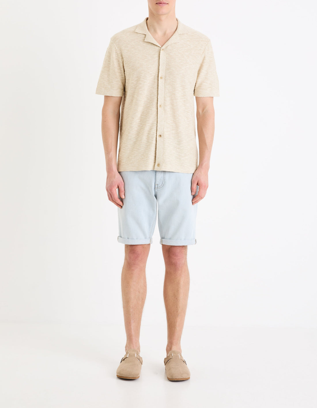 bermuda 5 poches denim effet maille