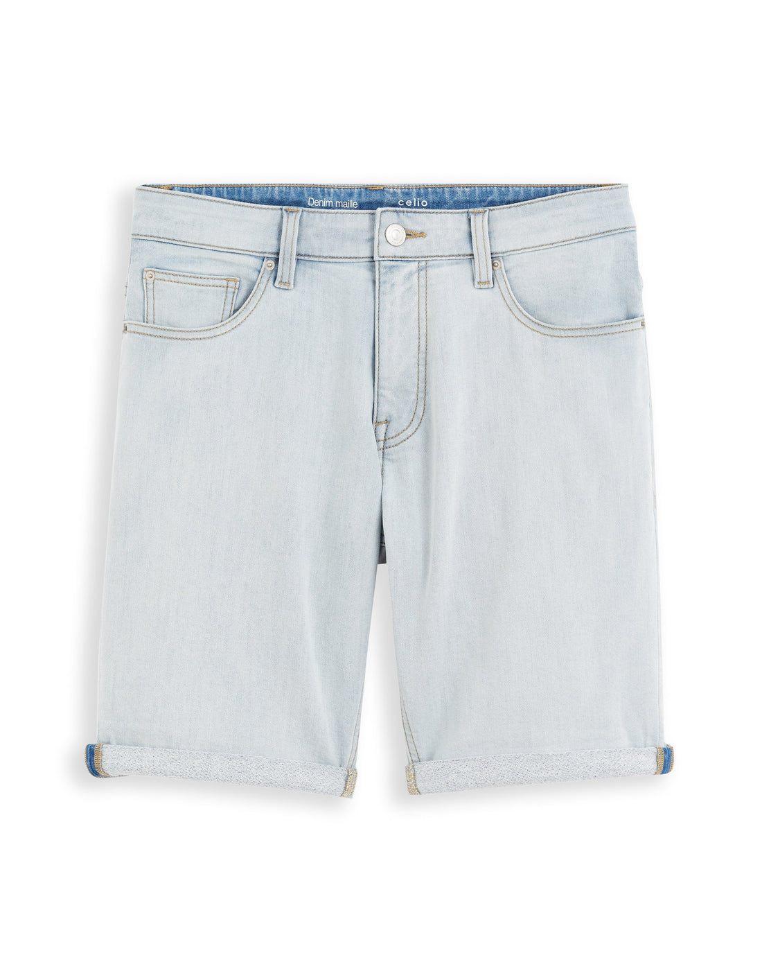 bermuda 5 poches denim effet maille