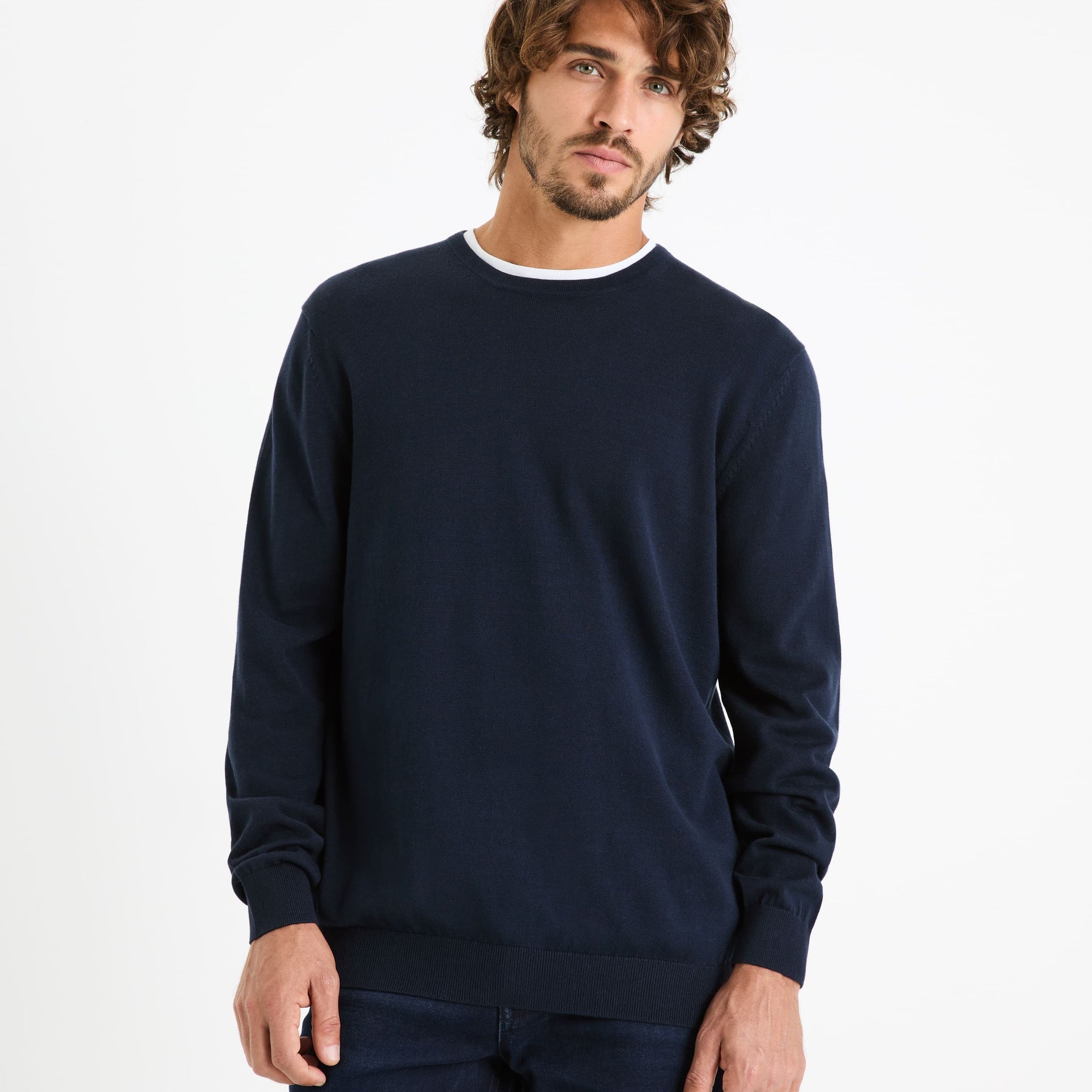 Decoton Navy Crew Neck Jumper Celio