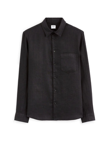 Black Regular Fit 100% Linen Shirt Celio
