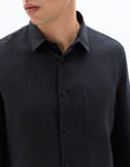 Black Regular Fit 100% Linen Shirt Celio