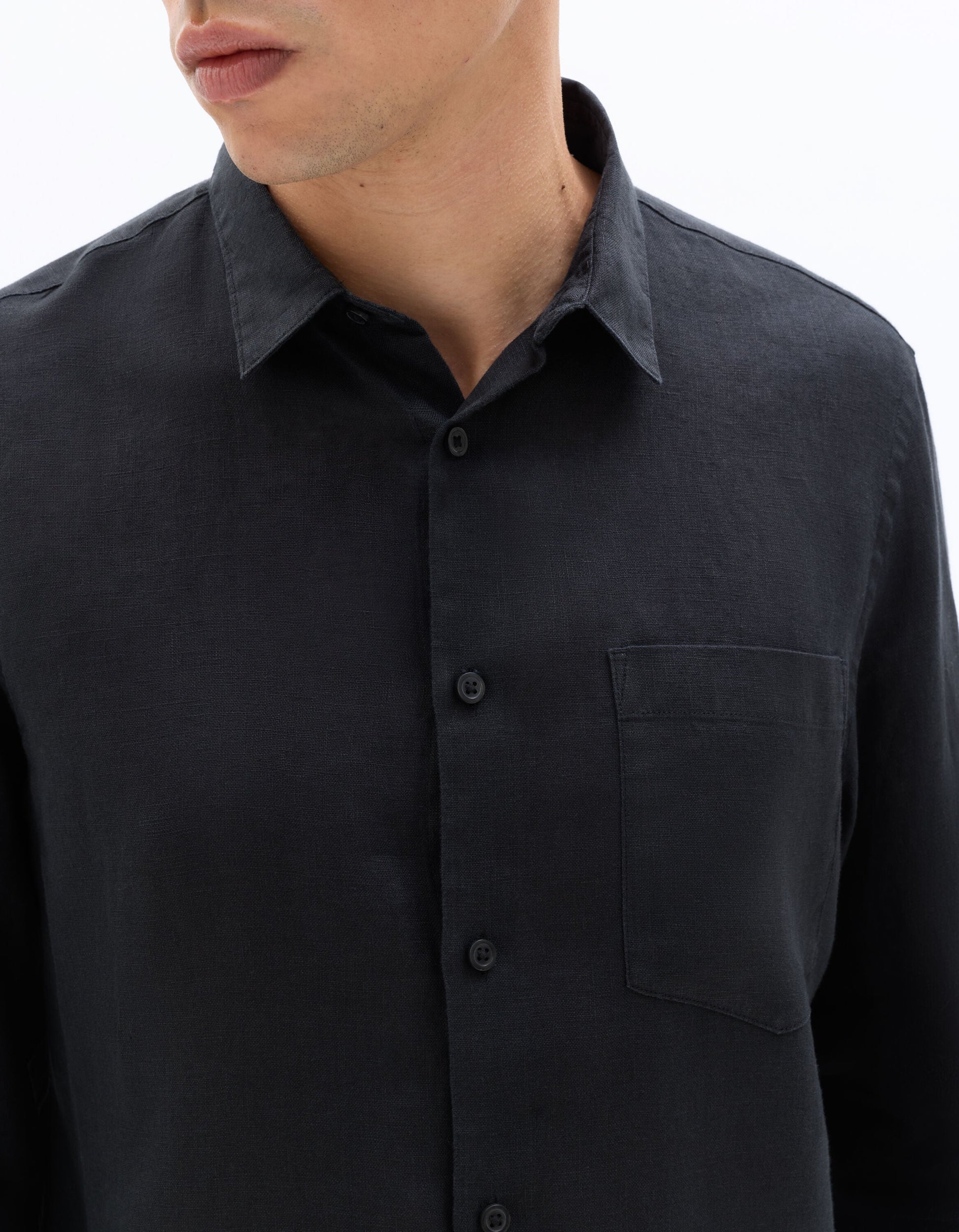 Black Regular Fit 100% Linen Shirt Celio